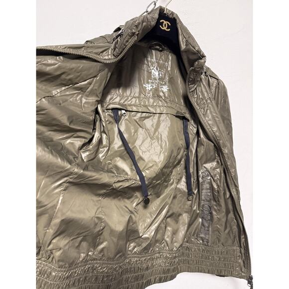 Mackage Jacket Womens Small Olive Hooded Full Zip Windbreaker Leather Trim - Picture 7 of 11